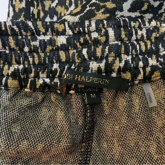 Kobi Halperin  Womens Beige Metallic  Leopard Animal Printed Pants M - Picture 5 of 5